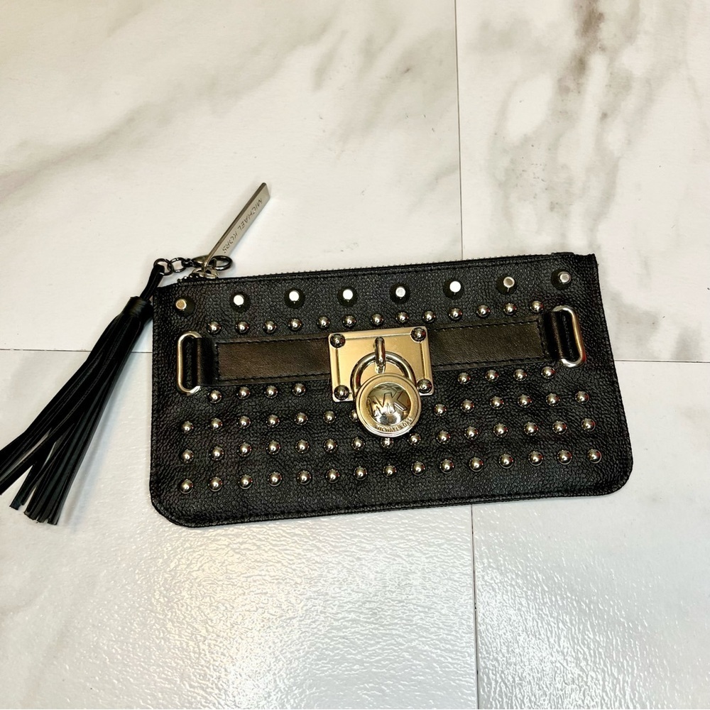 Michael Kors black studded clutch